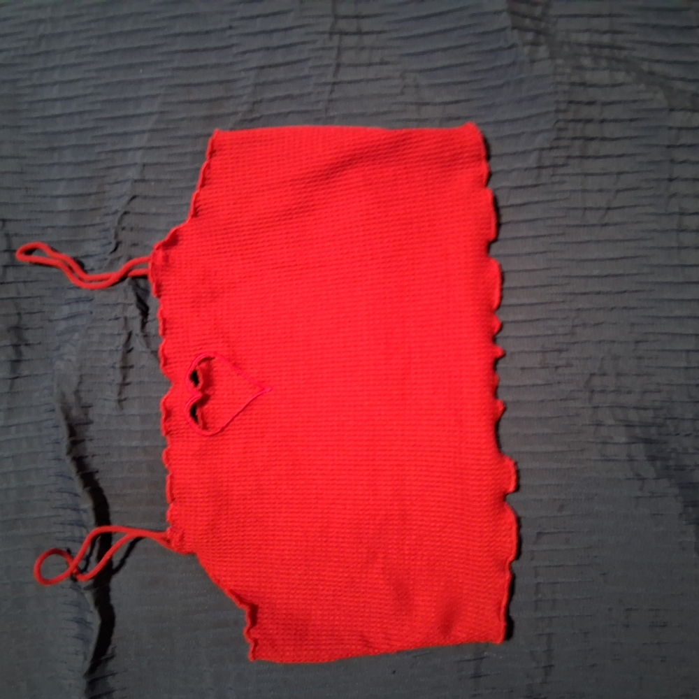 Red Knit Crop Top
